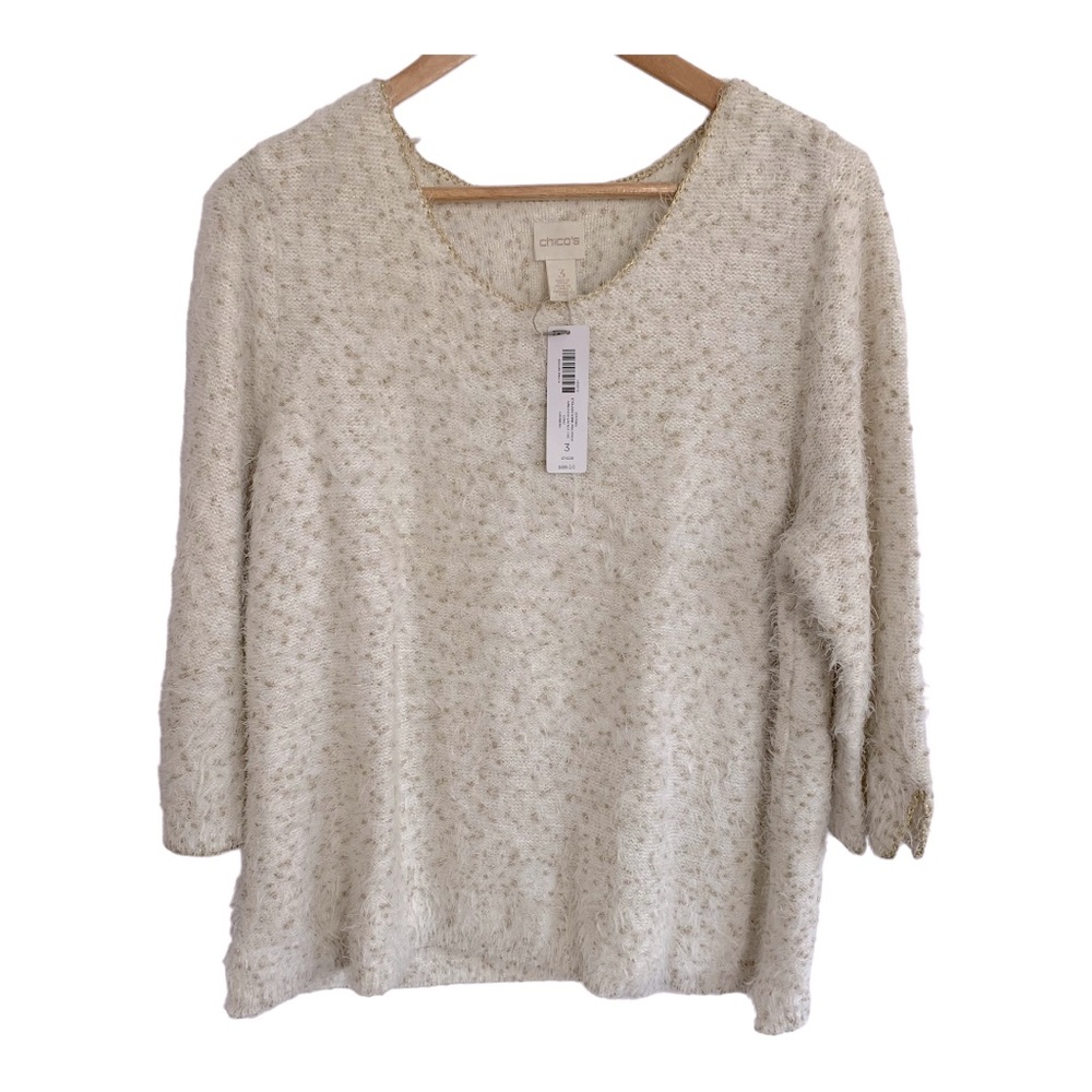 Chico’s Eyelash Shine Sweater Sz 3
